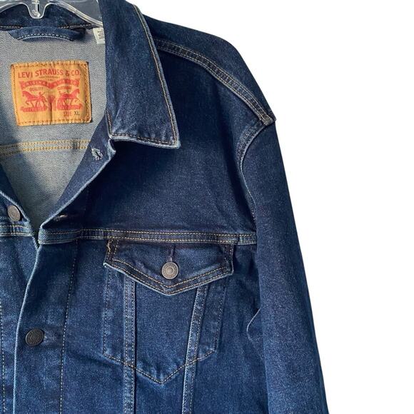 Levi’s Trucker Men's Denim Jean Jacket size XL Dark Blue - Picture 3 of 12